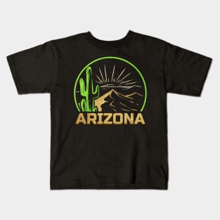 Vintage and Retro Mountains and Caktus Arizona Kids T-Shirt